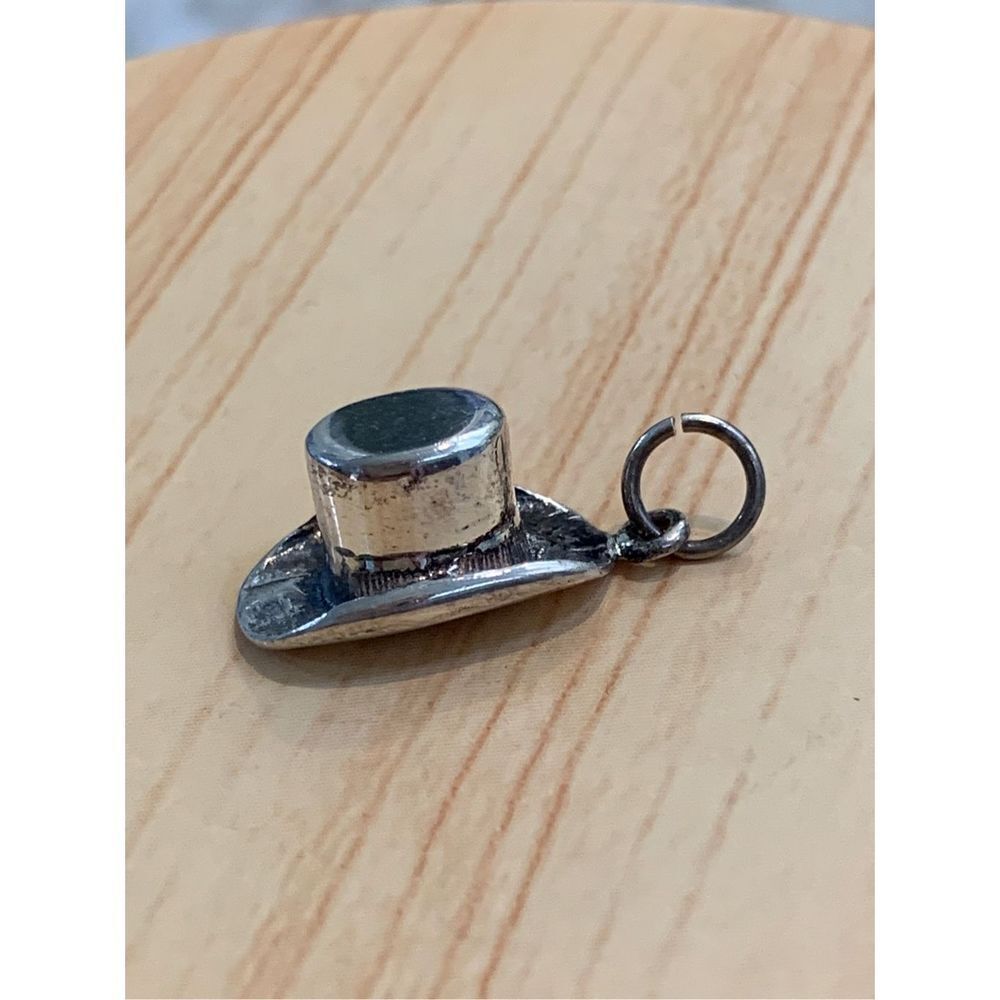 Vintage Top Hat Sterling Silver Jewelry Charm #formal